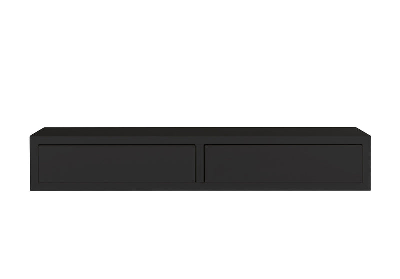 Mensola da Parete con 2 Cassetti 88,2x13,4x23,7 cm in Fibra di Legno Domino Maxi Nero-3