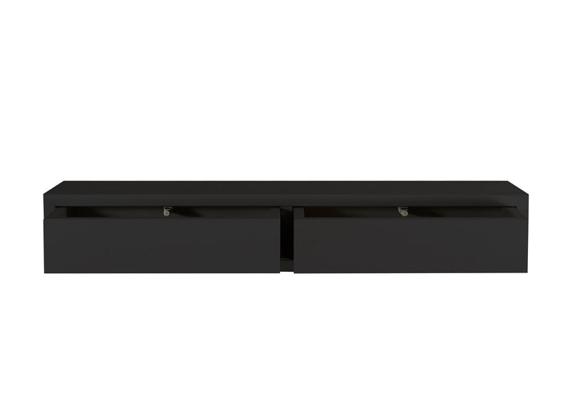 Mensola da Parete con 2 Cassetti 88,2x13,4x23,7 cm in Fibra di Legno Domino Maxi Nero-5