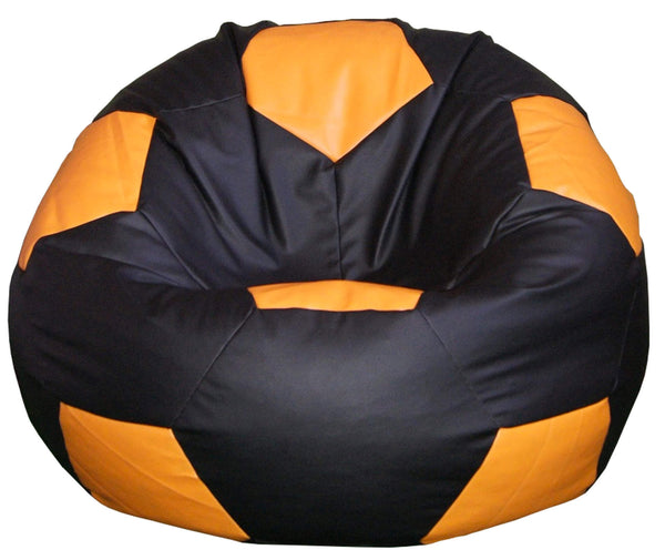 Poltrona a Sacco Pouf Ø100 cm in Similpelle Baselli Pallone da Calcio Nero e Arancione sconto