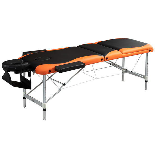 online Lettino da Massaggio Fisioterapia 2 Snodi 214x60x82 cm in Alluminio  Nero e Arancione