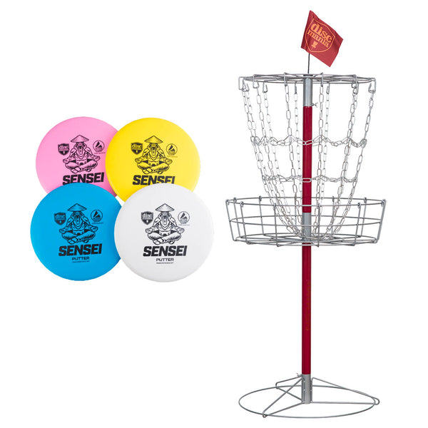 prezzo Set Disc Golf con Canestro Basket e 4 Dischi Multicolore