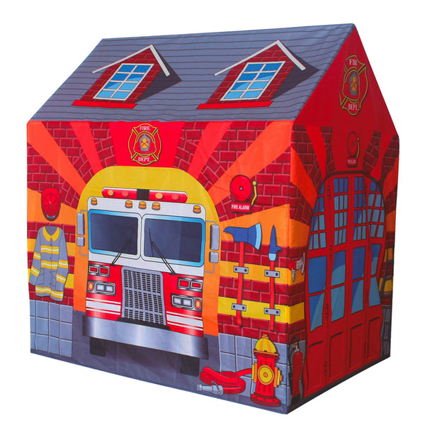 Tenda da Gioco per Bambini 95x72x105 cm Struttura in Plastica Tubolare Pompieri Rosso acquista