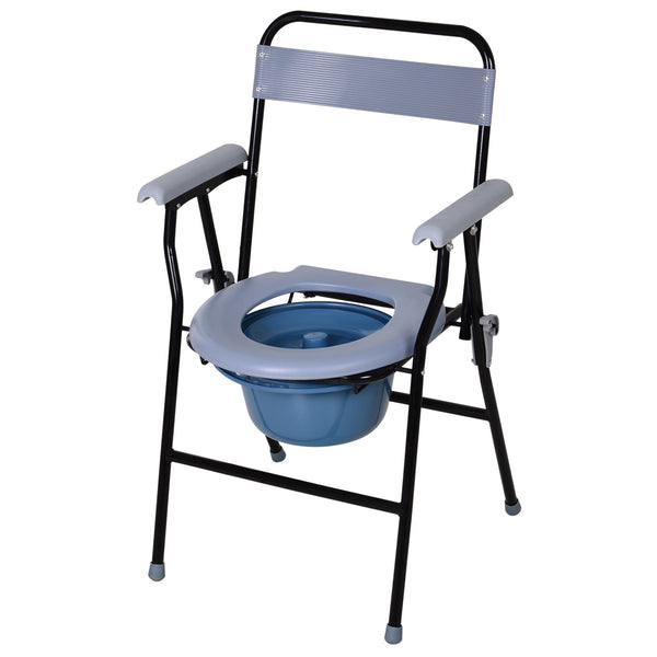 prezzo Sedia WC Pieghevole con Vaso Rimovibile per Anziani e Disabili in Tubi di Ferro e Plastica 52x50x75 cm