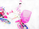 Bicicletta per Bambina 12" 2 Freni con Cestino e Borse Laterali Bianca e Rosa-4