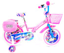 Bicicletta per Bambina 14" 2 Freni con Cestino e Borse Laterali Rosa e Bianca-1