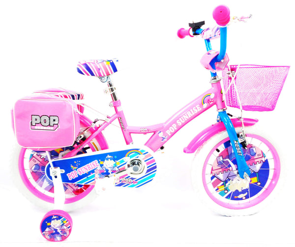 Bicicletta per Bambina 16" 2 Freni con Cestino e Borse Laterali Rosa e Bianca prezzo