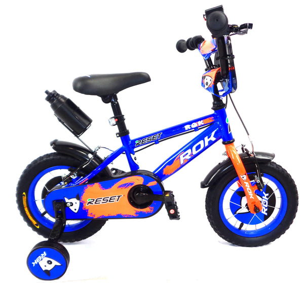 Bicicletta per Bambino 12" 2 Freni con Borraccia e Scudetto Frontale Blu e Arancione prezzo