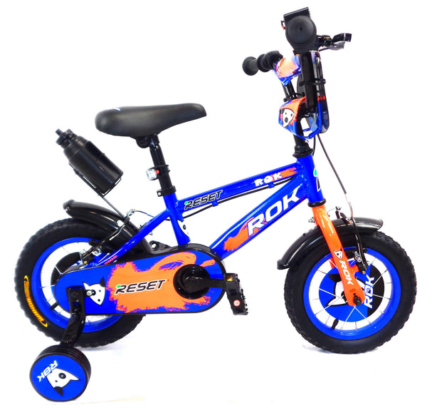 Bicicletta per Bambino 14" 2 Freni con Borraccia e Scudetto Frontale Blu e Arancione prezzo