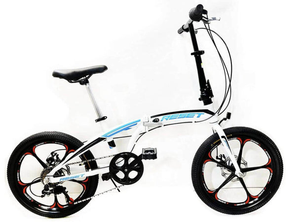 prezzo Bicicletta Pieghevole 20" in Alluminio Ruote in Lega Bianco e Azzurro