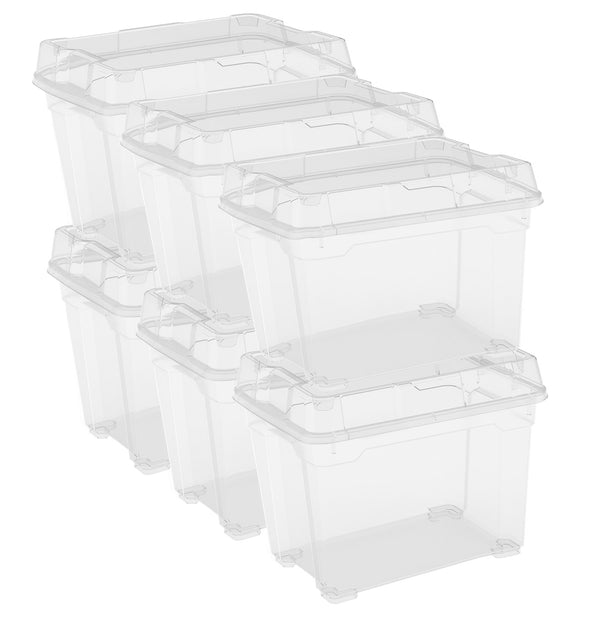 sconto Set 6 Contenitori Rettangolari 37x26x31 cm in Plastica Keter Box S Trasparente