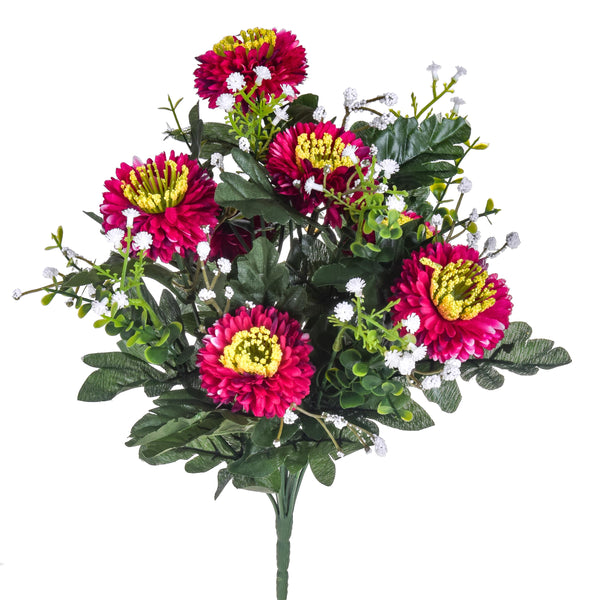 Set 4 Bouquet Artificiali di Aster Pon Pon Altezza 42 cm Marrone/Ciliegia/Bordeaux online