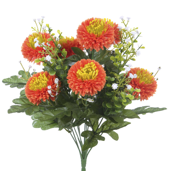 sconto Set 4 Bouquet Artificiali di Aster Pon Pon Altezza 42 cm Arancio