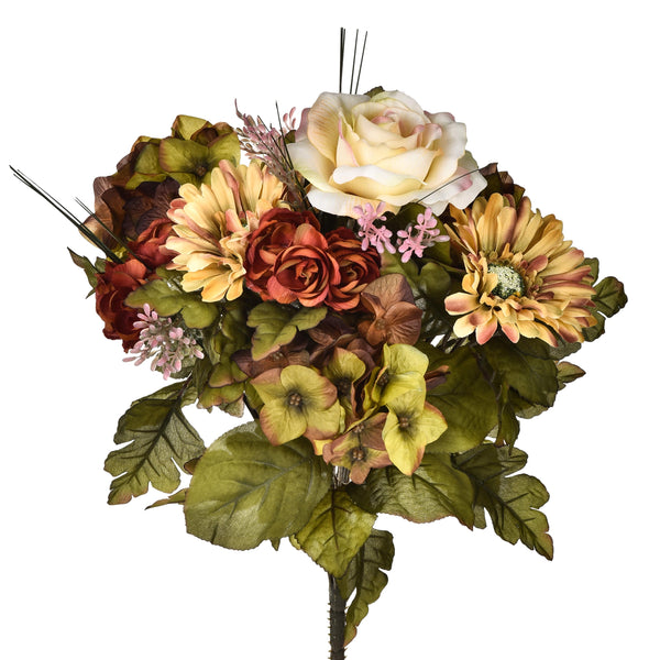 prezzo Set 2 Bouquet Artificiale di Ortensie con Rose Altezza 34 cm Verde