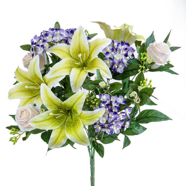 online Set 2 Bouquet Artificiale Lilium/achillea 50 cm Beige