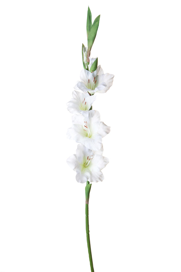 acquista Set 4 Fiori Artificiali di Gladiolo Altezza 85 cm Bianco