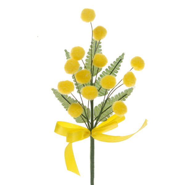 acquista Set 24 Mimose Artificiali Pick con Fiocco Altezza 19 cm Giallo