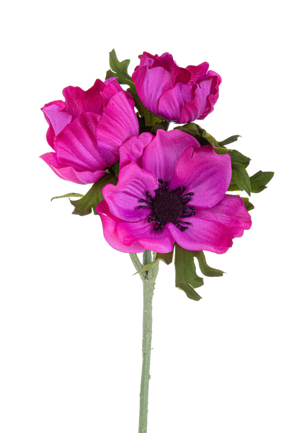 acquista Set 8 Fiori Artificiali di Anemone Composta da 3 Fiori Altezza 46 cm Rosa