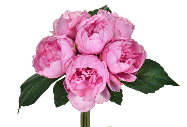 acquista Set 3 Mazzi di Peonie con 6 Fiori Artificiali Altezza 28 cm Rosa