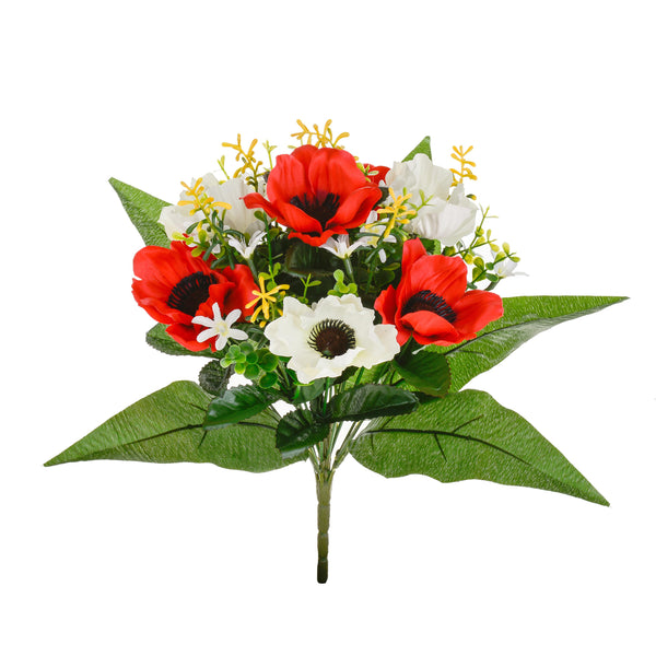 sconto Set 4 Bouquet Artificiali di Anemoni Altezza 34 cm Rosso