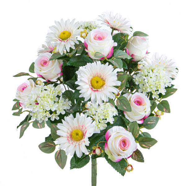 Set 2 Bouquet Artificiale Rose/Gerbera per 16 Fiori Beige prezzo