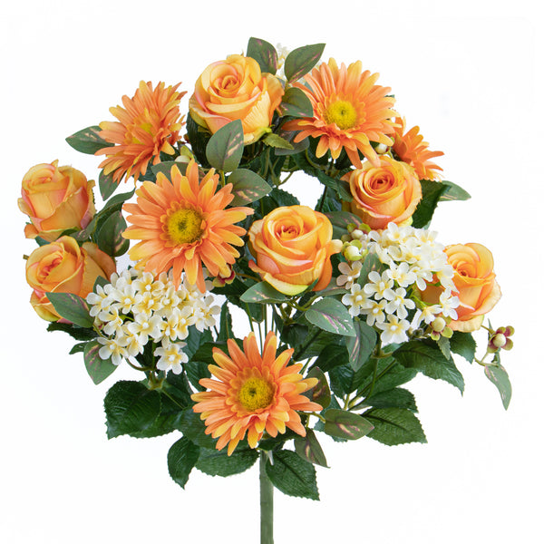 Set 2 Bouquet Artificiale Rose/Gerbera per 16 Fiori Giallo online