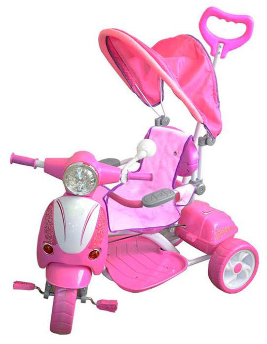 acquista Triciclo a Spinta Seggiolino Reversibile per Bambini Kids Joy Scooter Girl Rosa