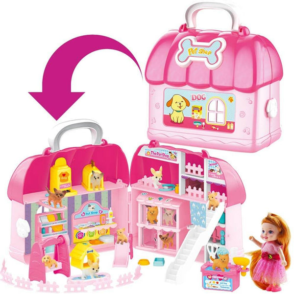 sconto Casa delle Bambole Portatile 2 in 1 Kids Joy Valigetta Pet Shop Rosa