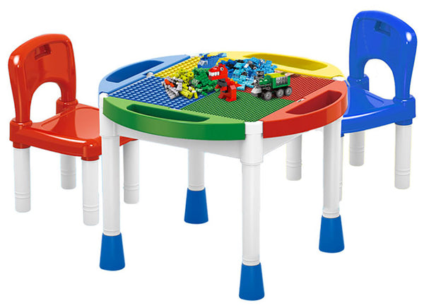 acquista Tavolino Multiuso 3 in 1 per Bambini con 2 Sedie Kids Joy Block Desk
