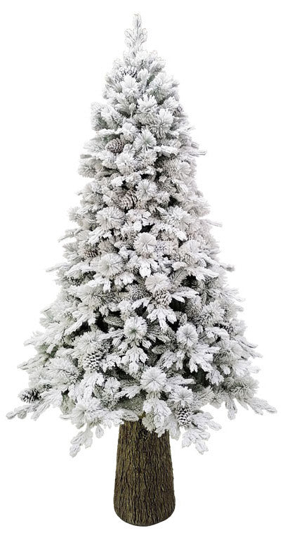 Albero di Natale Artificiale Innevato 180 cm 25 Rami con Pigne e Tronco Cedro Verde sconto