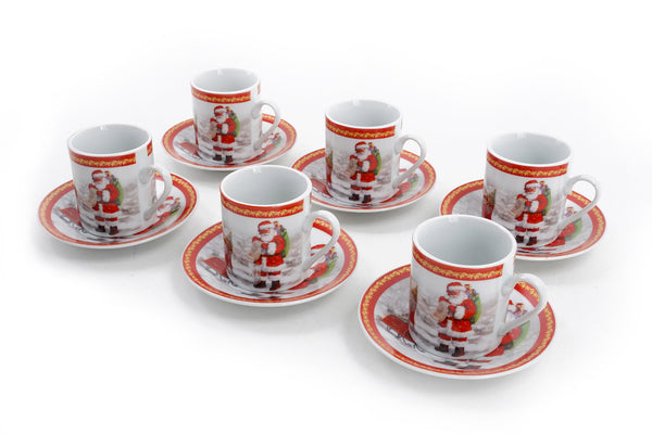 Set da Caffè 6 Tazzine e 6 Piattini di Natale in Ceramica prezzo