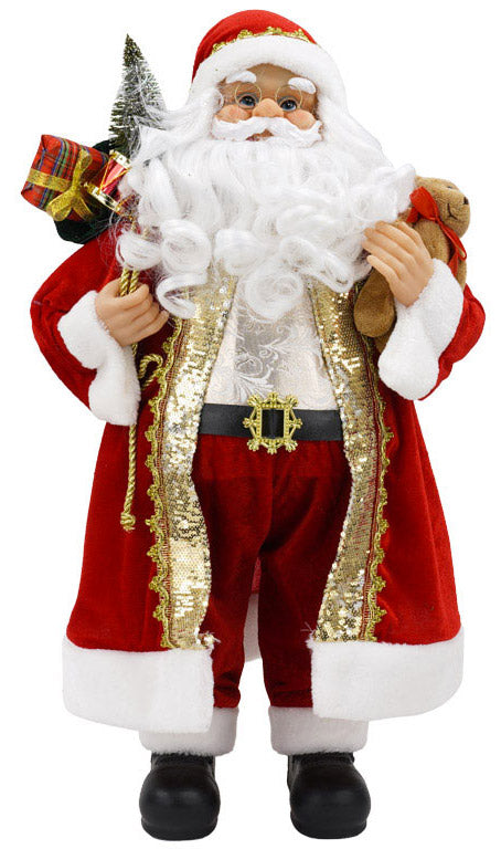 Pupazzo Babbo Natale H60 cm con Orsetto Rosso sconto