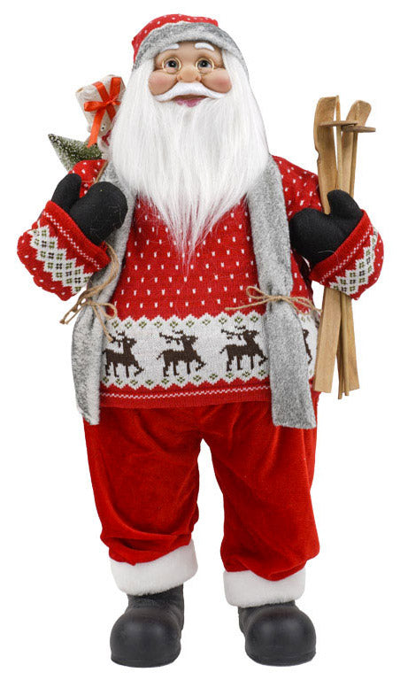 Pupazzo Babbo Natale H80 cm con Sci Rosso acquista