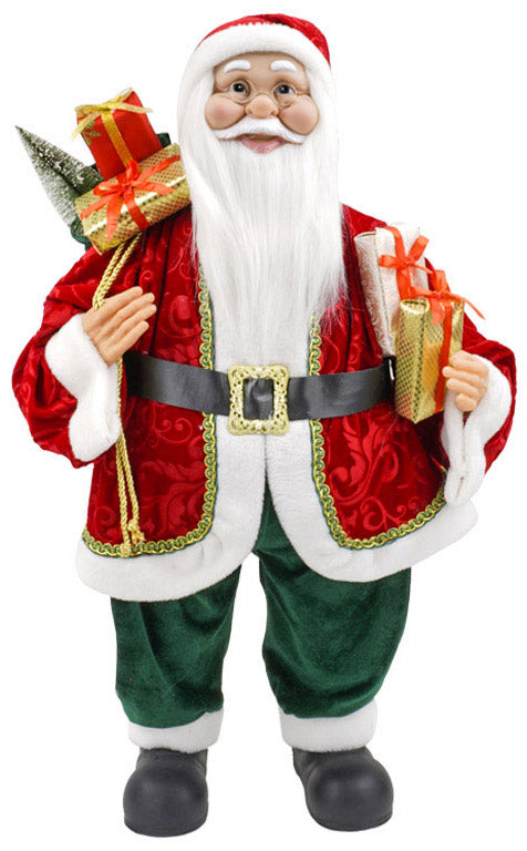 Pupazzo Babbo Natale H80 cm con Sacco e Pacco Regalo Rosso acquista