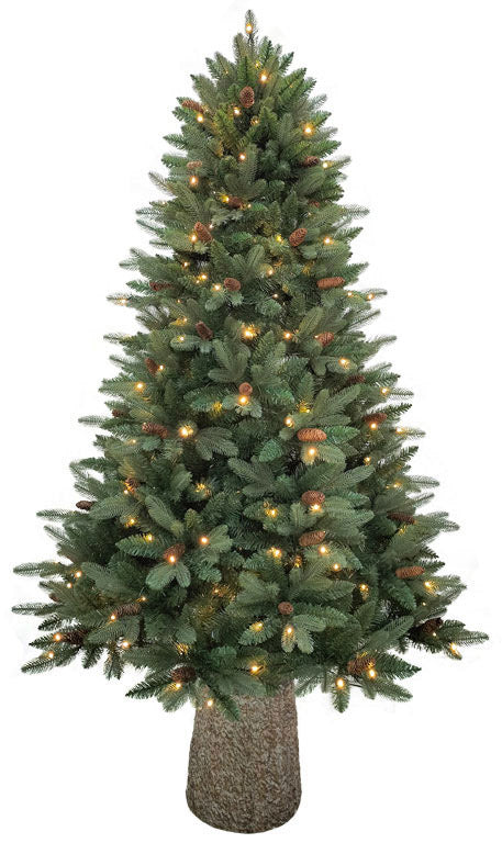acquista Albero di Natale Artificiale 210 cm 48 Rami con 300 LED e Tronco Pino dell'Irpinia Verde