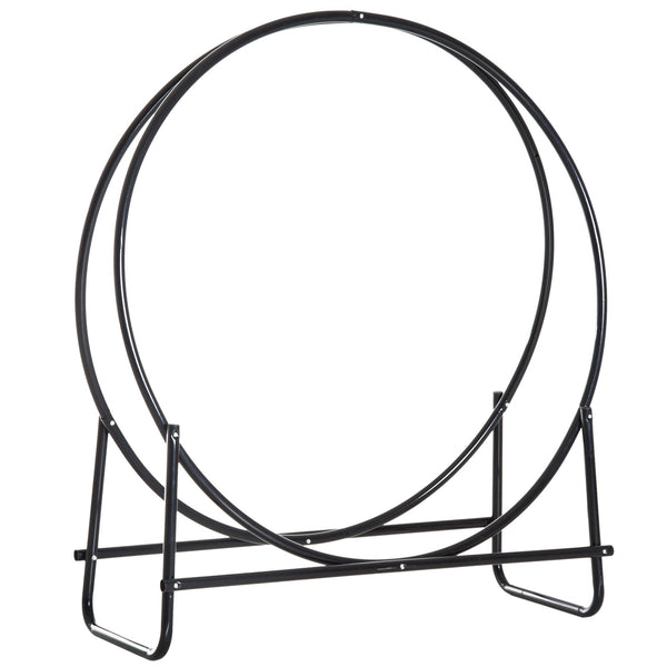 prezzo Porta Legna Design Cerchio da Interno in Ferro Nero 102x40x114 cm