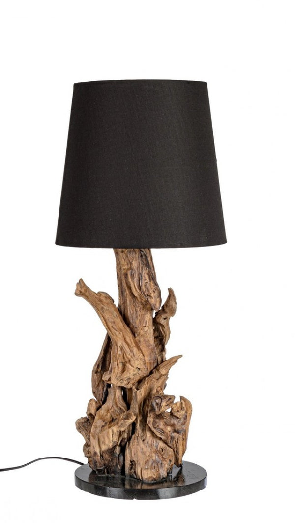 Lampada da Tavolo Ø35x82 cm E27 in Legno e Acciaio Pralume in Cotone Nero acquista