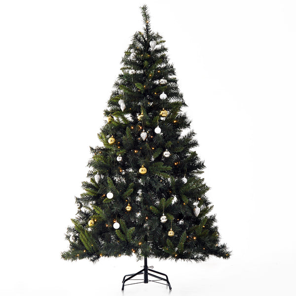 Albero di Natale Artificiale 180 cm 200 LED e Palline Decorative Verde sconto