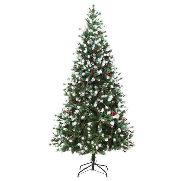 sconto Albero di Natale Artificiale Innevato 180 cm 836 Rami con Bacche Rosse  Pino Verde