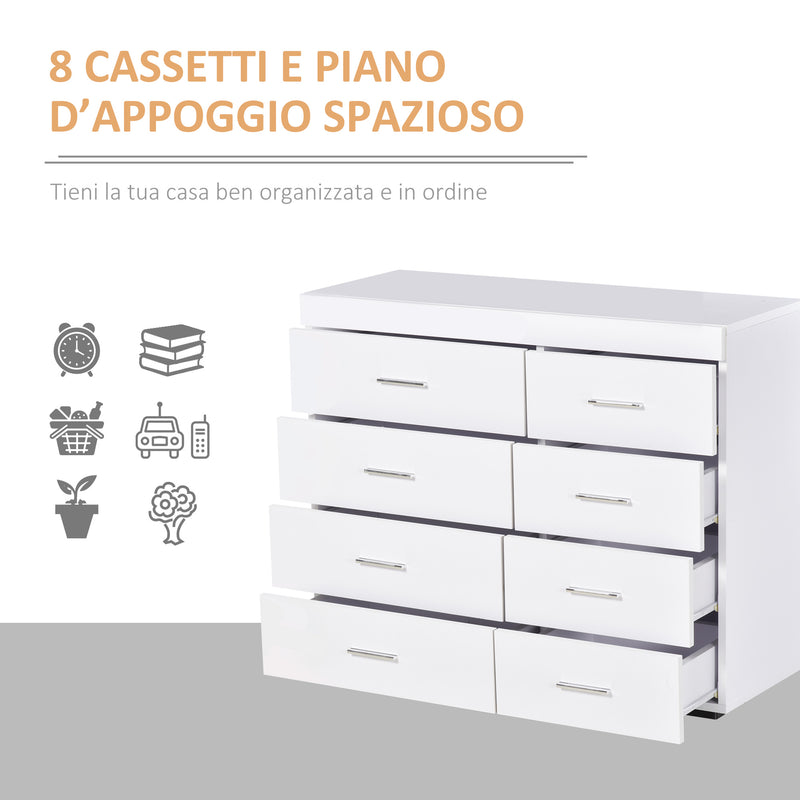 Cassettiera per Casa e Ufficio in Legno Bianco 90x35x73 cm -4