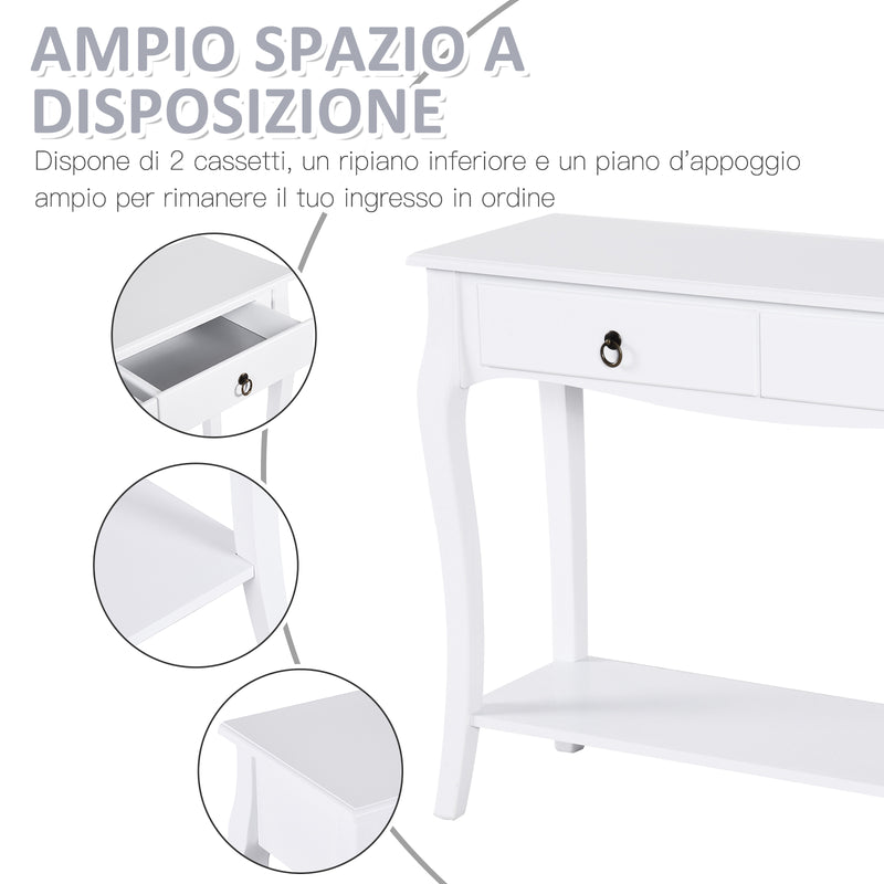 Tavolo Consolle per Ingresso Bianco Opaco 100x33x76 cm -5