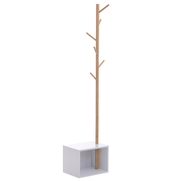prezzo Appendiabiti Scarpiera con 6 Ganci in Bambù Bianco 50x30x180 cm