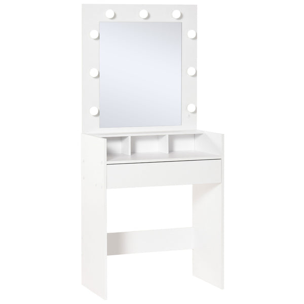 Toletta da Camera con Specchio e LED 70x40x160 cm in Legno Truciolare Bianco online