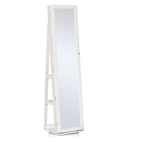 Specchio da Terra Girevole Armadio Portagioie 38x38x160 cm in MDF Bianco prezzo