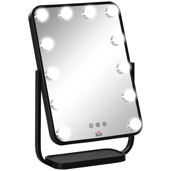 prezzo Specchio da Tavolo con LED 32,8x11x47,4 cm per Trucco Make up Nero