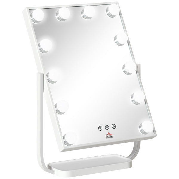 Specchio da Tavolo con LED 32,8x11x47,4 cm per Trucco Make up Bianco prezzo