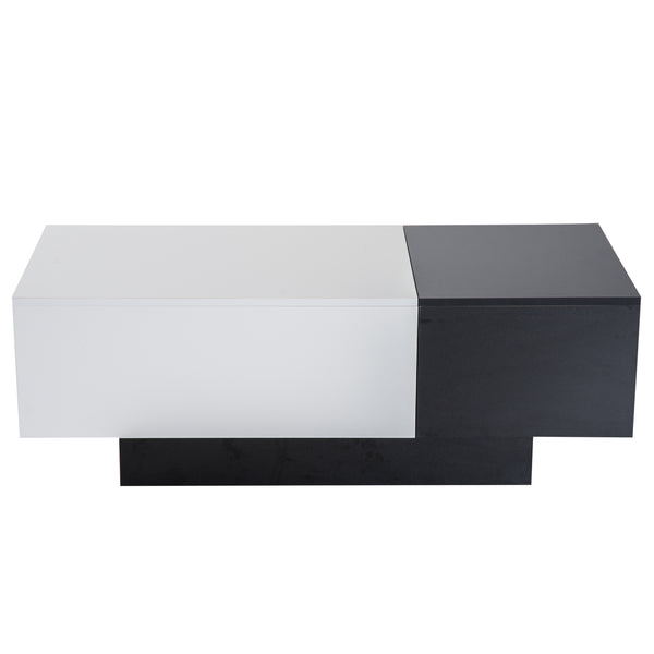 online Tavolino da Soggiorno Estendibile Bianco e Nero 51x140x116-160 cm