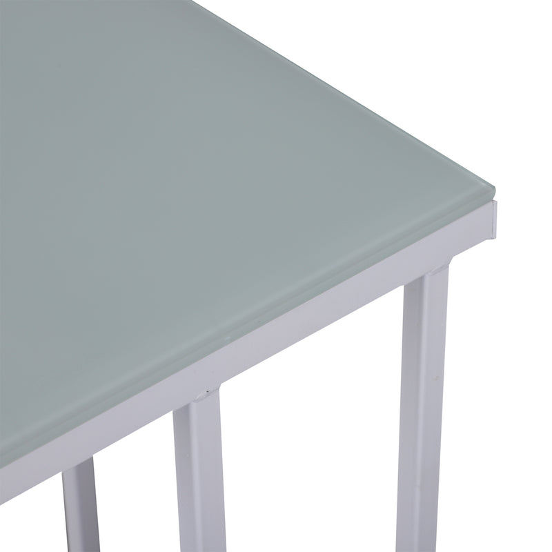 Tavolino Laterale da Letto Divano Poltrona con Piano in Vetro Temperato e 4 Piedini Metallo bianco 40x30x45 cm -7