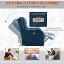 Poltrona Relax Reclinabile Elettrica 77x91x106 cm in Tessuto  Blu-5