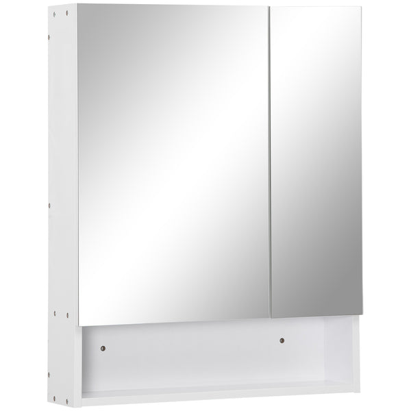 online Pensile da Bagno con Specchio 2 Ante 60x15x75 cm in MDF Bianco