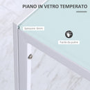 Tavolo Rettangolare 120x60x75 cm in Metallo e Vetro Temperato Bianco-5